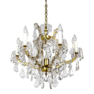 Mid 20th Century 7-Light Multi-Crystal Maria Theresa Chandelier For Sale