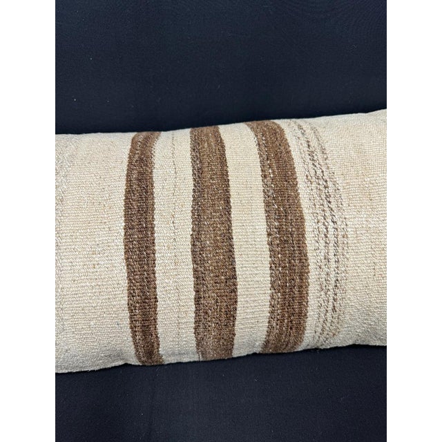 Contemporary Turkish Hemp Pillow Cushion Natural Beige Brown Cushion Cover 14"x40" For Sale - Image 3 of 4