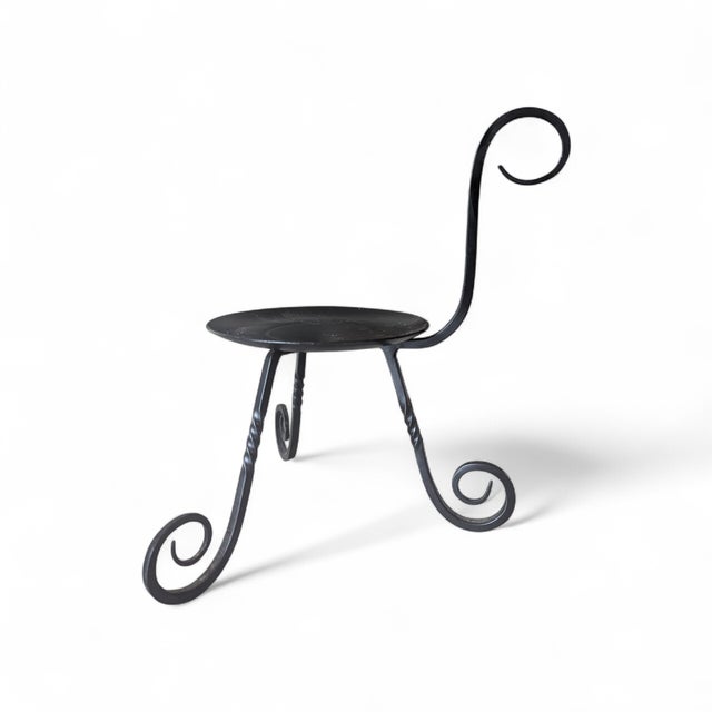 Black Vintage Forged Wrought Iron Candle Stand Holders- A Pair For Sale - Image 8 of 12