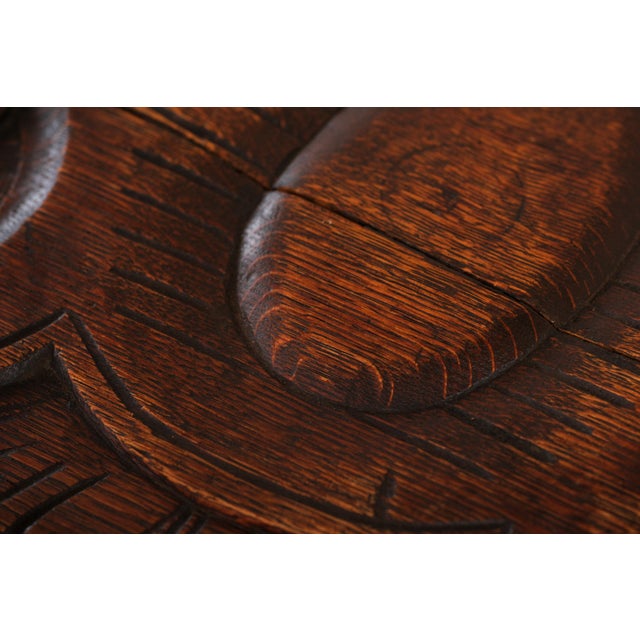 Vintage Jacobean Style Carved Oak Chest For Sale - Image 11 of 16