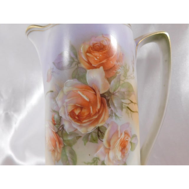 Contemporary 1950s Peach Floral Coffee Pot From Germany For Sale - Image 3 of 5