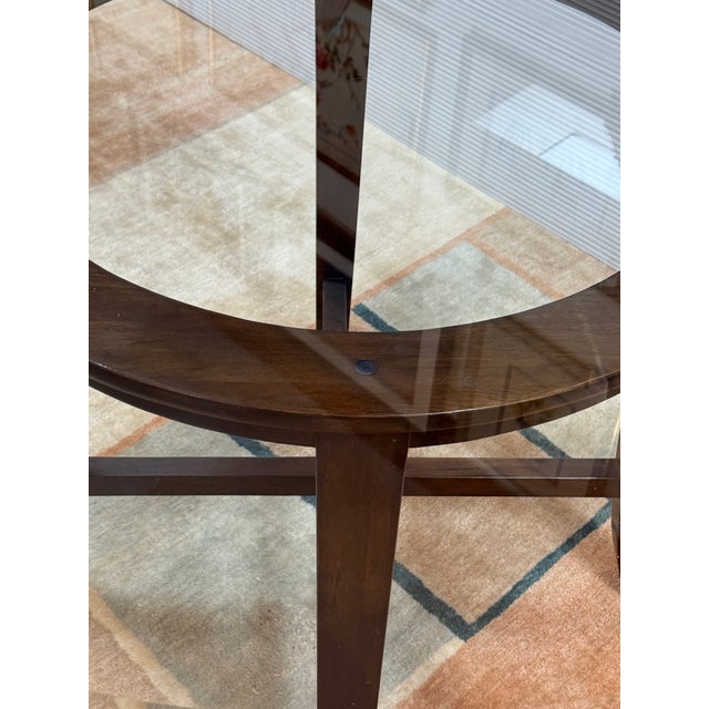 Wood Crate & Barrel Halo Glass + Wood Dining Table For Sale - Image 7 of 12