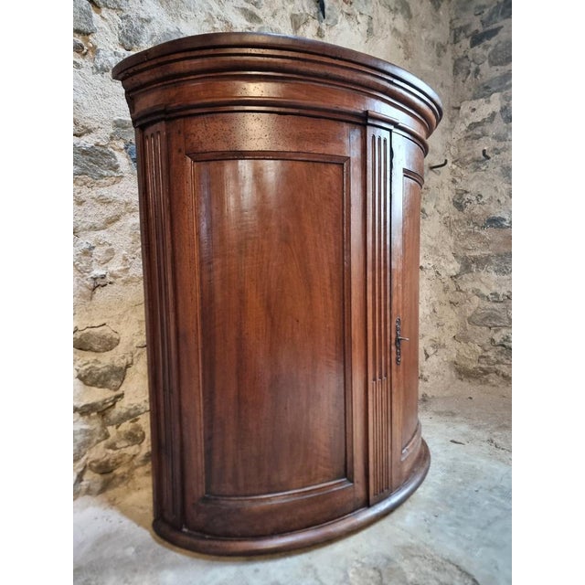Antique French Château Walnut Demi-Lune Cabinet, Late 18th Century For Sale - Image 15 of 18