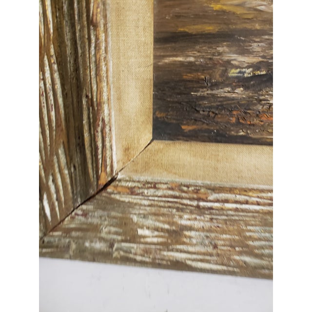 Large Vintage Southwestern Desert Oil Painting | Rustic Wooden Frame For Sale - Image 14 of 14