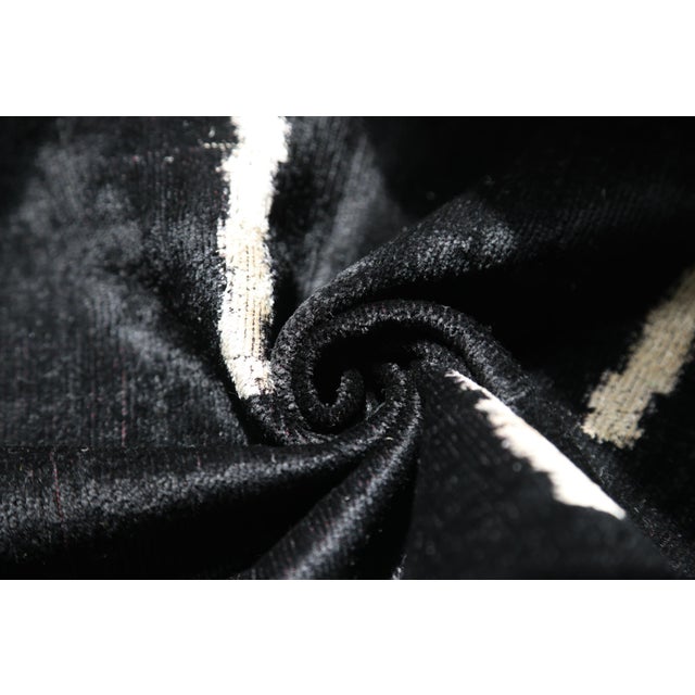 2020s Handmade Black Silk Velvet Pillow 20x20 – Minimalist Modern Designer Cushion For Sale - Image 5 of 8