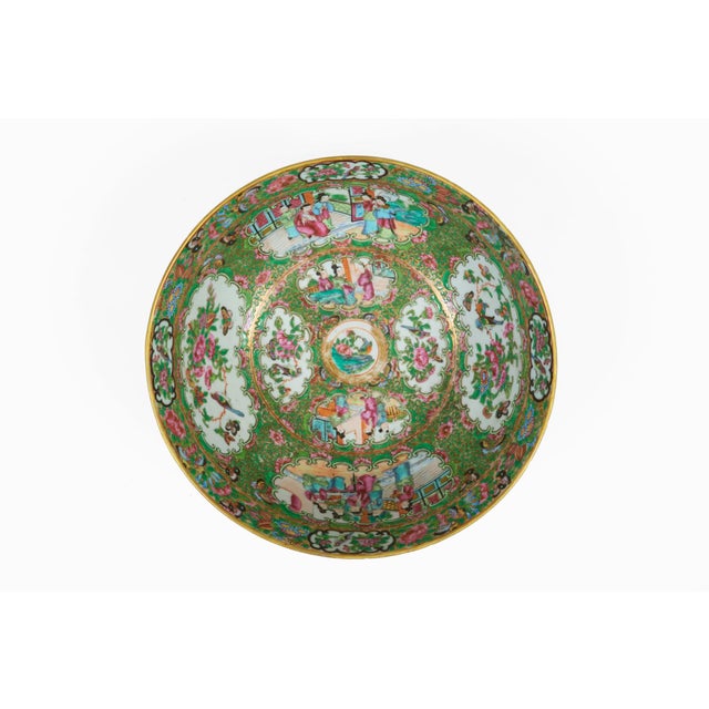 Antique Chinese Export Porcelain Rose Medallion Bowl For Sale In Boston - Image 6 of 10