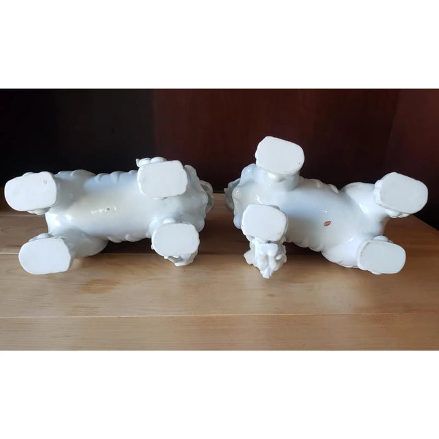 Large Mirrored Blanc De Chine Guardian Lions - Pair of Dehua Foo Dogs For Sale - Image 10 of 10