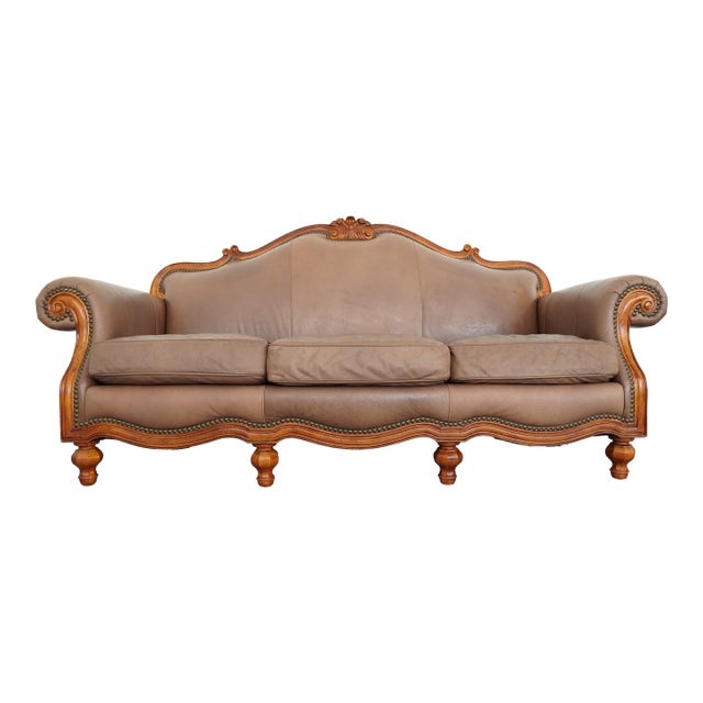 Vintage Thomasville Ernest Hemingway Collection Pauline Leather Sofa For Sale