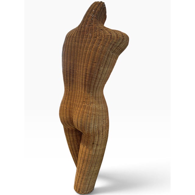 1970s Vintage 1970s Sculptural Wicker Figure | Organic Modern Coastal Rattan For Sale - Image 5 of 8