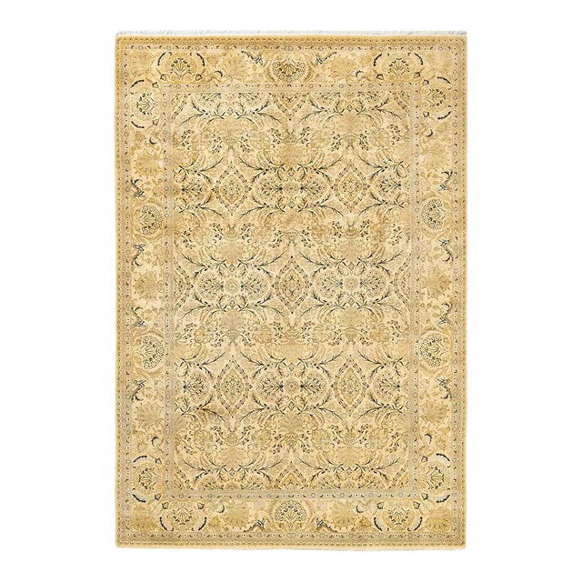 Mogul Collection Hand-Knotted Area Rug - Ivory 6' 2" x 8' 10" For Sale