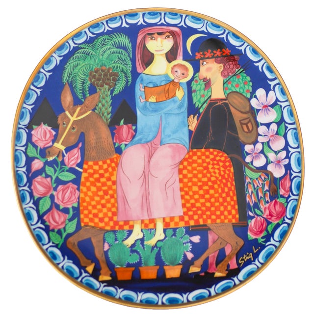 Christmas Pottery Plate by Stig Lindberg for Gustavsberg, Sweden, 1981 For Sale