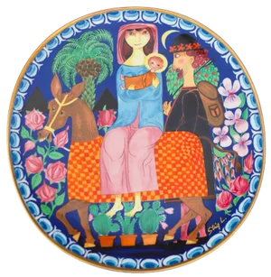 Christmas Pottery Plate by Stig Lindberg for Gustavsberg, Sweden, 1981