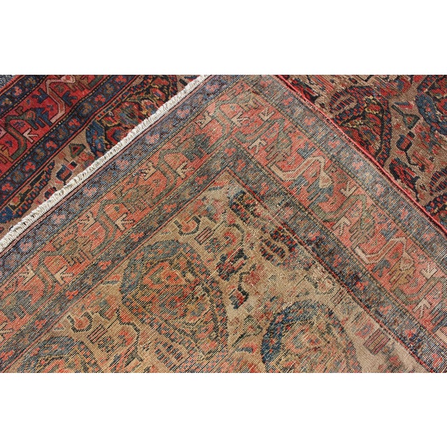 Textile Late 19th-Century Antique Persian Paisley Seneh Malayer Rug With Large Paisley Field 4'0"x9'2" For Sale - Image 7 of 7