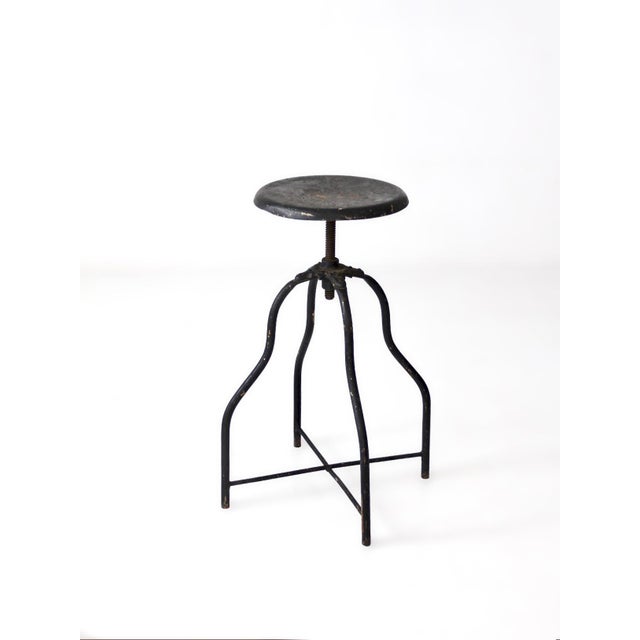 Antique Industrial Adjustable Metal Stool For Sale - Image 6 of 13