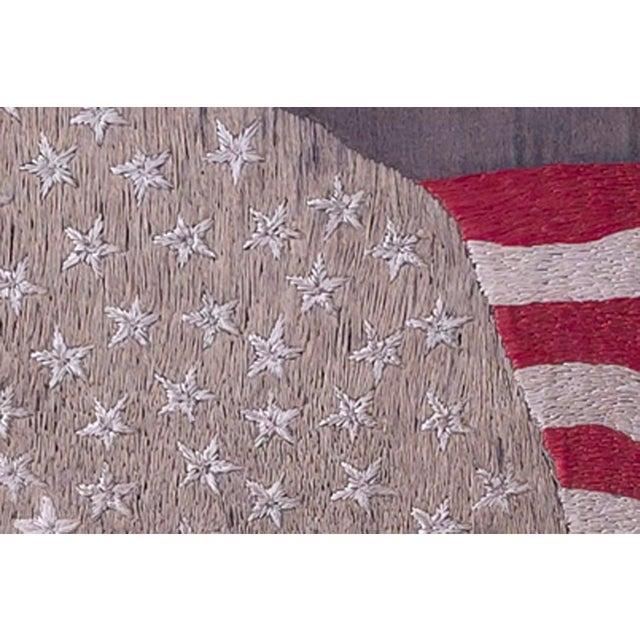 American 47 Star American Flag Silk Embroidered Picture With Roses, Circa 1912 For Sale - Image 3 of 8