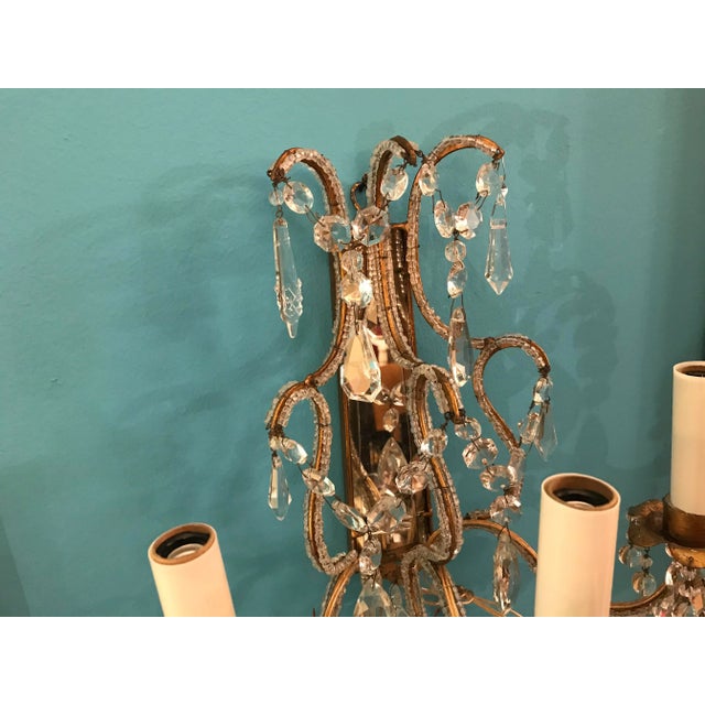Late 19th Century Antique 19th Century Classic European Crystal Sconces - a Pair For Sale - Image 5 of 12