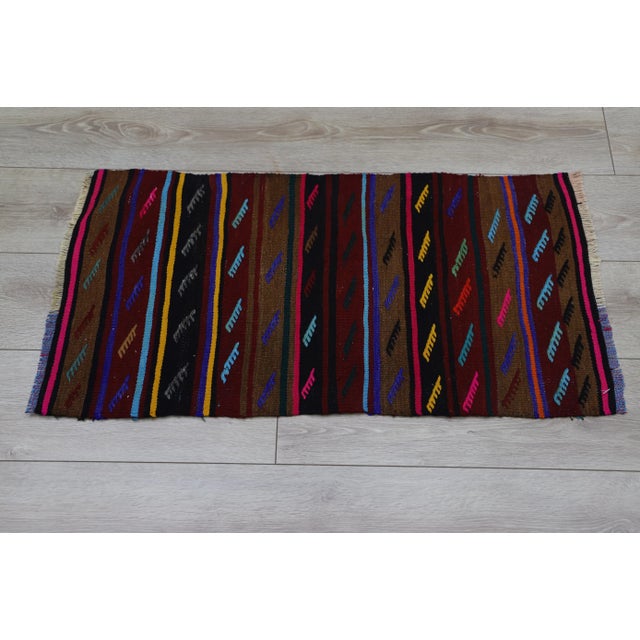 1970s Turkish Oushak Striped Design Colorful Kilim For Sale - Image 4 of 9