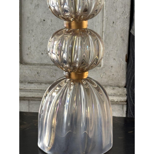 Transparent Modern Murano Opalescent Bubble Lamps - a Pair For Sale - Image 8 of 10