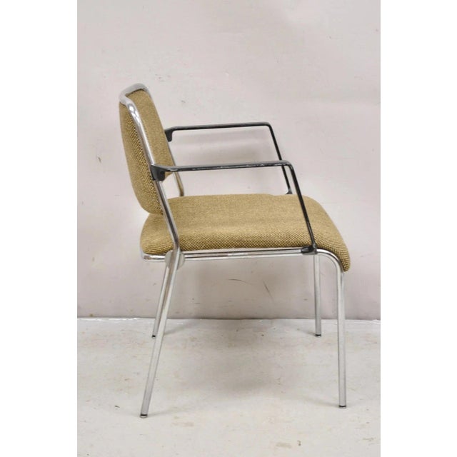 Mid-Century Modern Vintage Sculpted Chrome Frame Post Mid Century Modern Office Arm Chair For Sale - Image 3 of 12