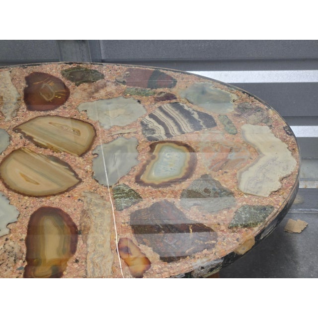 1960s Vintage Semi-Precious Stones Lucite Encased Coffee Table Folk Art Boho Chic Mid-Century MCM For Sale - Image 5 of 10