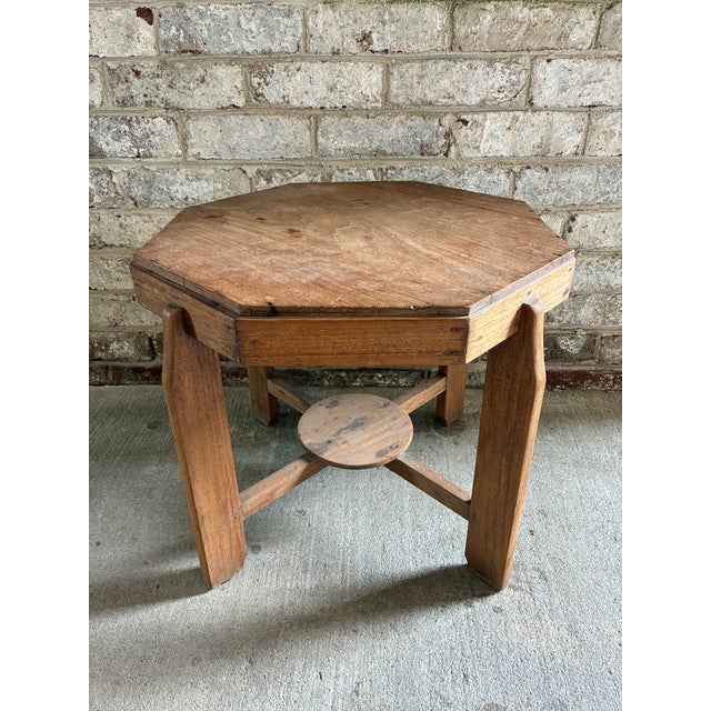 1960s Octagon Shaped Wooden Side Table, Belgium For Sale - Image 4 of 16