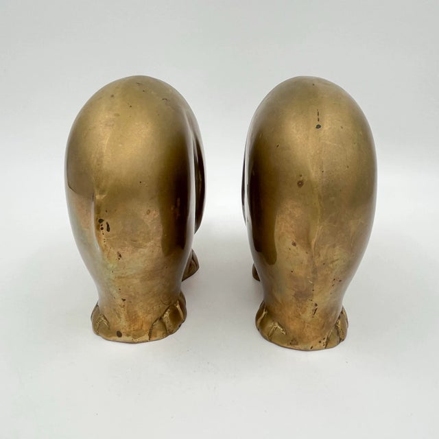 Mid-Century Brass Elephant Bookend or Doorstop Sculptures Made in Korea - A Pair For Sale In New York - Image 6 of 11
