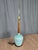 Wood Mid 20th Century Danish Modern Blue Turquoise Striped Pottery Table Lamp For Sale - Image 7 of 14