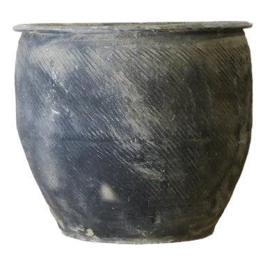 Big Grey Textured Asian Pot For Sale