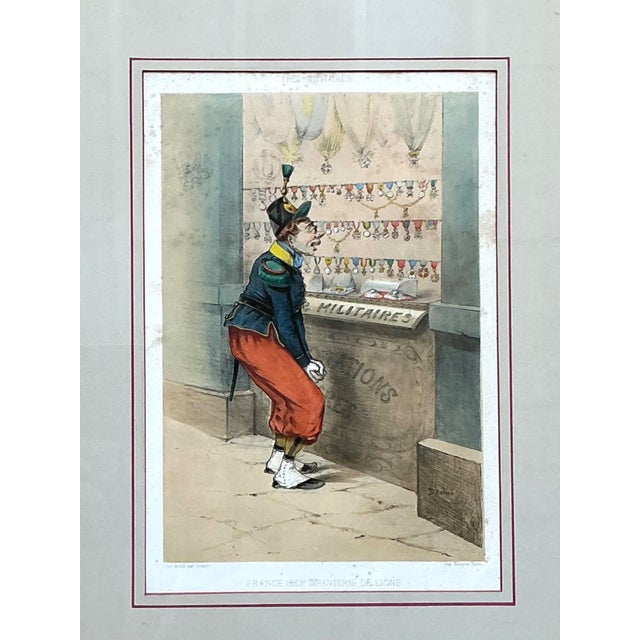 Wood Antique Framed Military Caricature Prints - Pair For Sale - Image 7 of 13