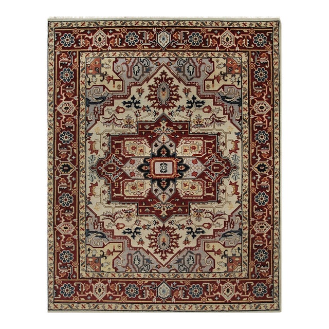 8x10 Sophisticated Radiant Ivory Floral Medallion Hand Knotted Wool Carpet Rug For Sale