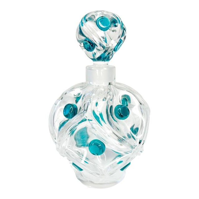 Vintage Mid 20th Century Lalique Crystal "Floride" Perfume Bottle & Stopper by Marc Lalique For Sale