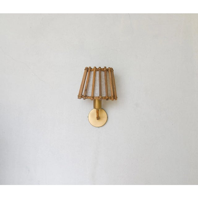 Pencil Reed Rattan Wall Sconce Lamp For Sale - Image 6 of 9