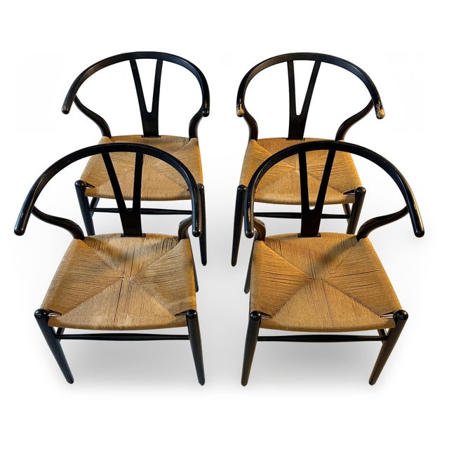 Mid-Century Modern Set of Four Wishbone Dining Chairs, Attributed to Hans Wegner for Carl Hansen & Søn For Sale - Image 3 of 18