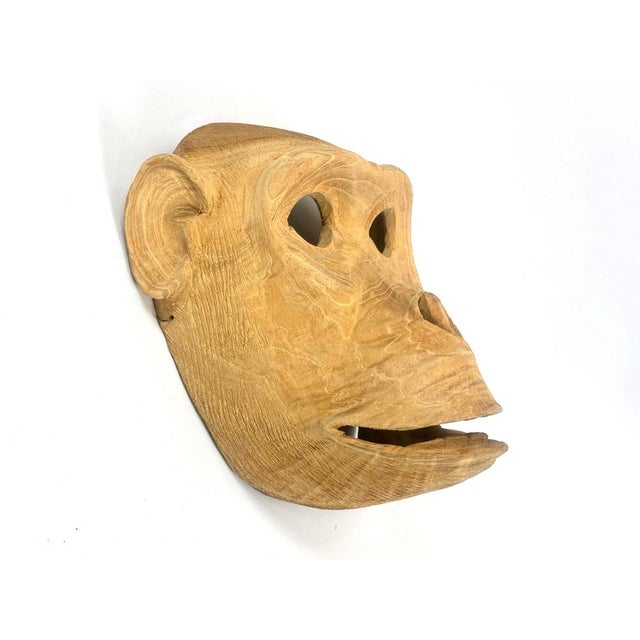African Folk Art Carved Monkey Wooden Mask For Sale - Image 4 of 11