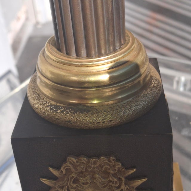 Metal 19thc French Empire Gilt & Patinated Bronze Table Lamp Candelabra For Sale - Image 7 of 12