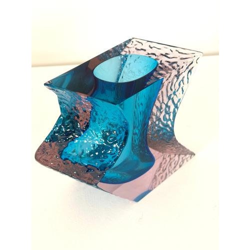 Blue Murano Glass Sculptural Vase in Light Blue and Purple from Alessandro Mandruzzato, 1960s For Sale - Image 8 of 12