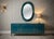 Stunning mirror in blazing aquamarine blue color Murano glass, Venice. A mirror that alone will furnish your home...