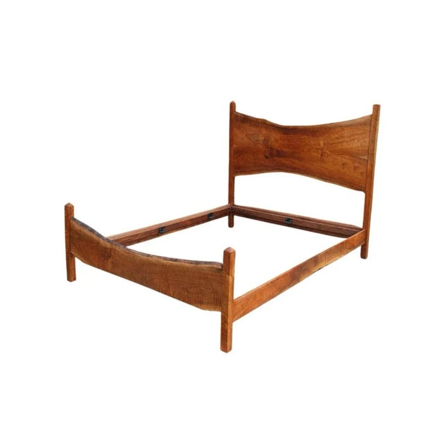 Contemporary BDDW Live-Edge Handcrafted Claro Walnut Slab Queen Bedstead For Sale - Image 3 of 10
