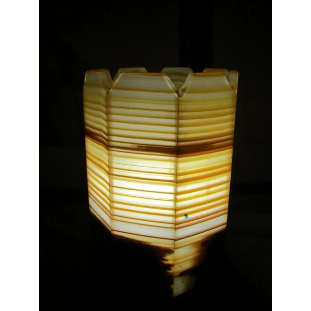 Gemstone Vintage Art Deco Banded Onyx Lantern For Sale - Image 7 of 9