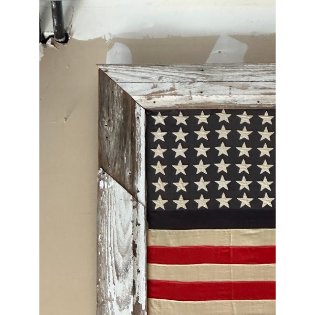 1970s Large Vintage Framed American Flag For Sale - Image 5 of 7