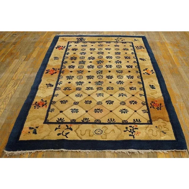 Antique Peking Chinese Allover Geometric Beige 1900s Rug For Sale - Image 9 of 12
