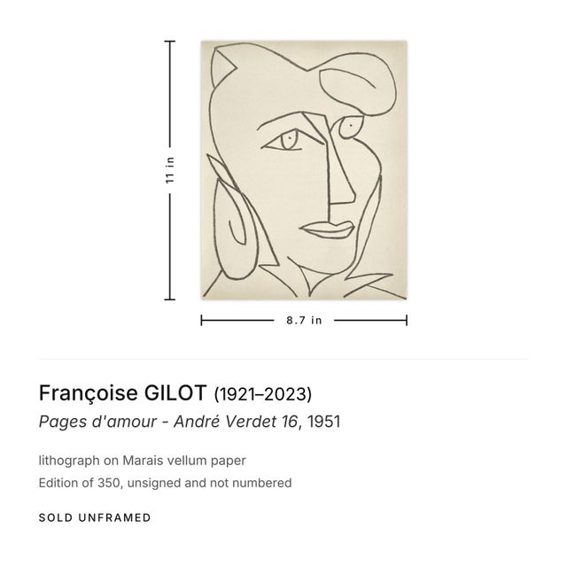 Shabby Chic 1951 Françoise Gilot Pages d'Amour - André Verdet 16 Lithograph For Sale - Image 3 of 3