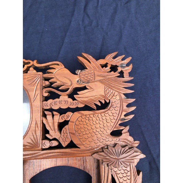 Antique Chinese Carved Wood Picture Frame With Dragons For Sale - Image 4 of 8