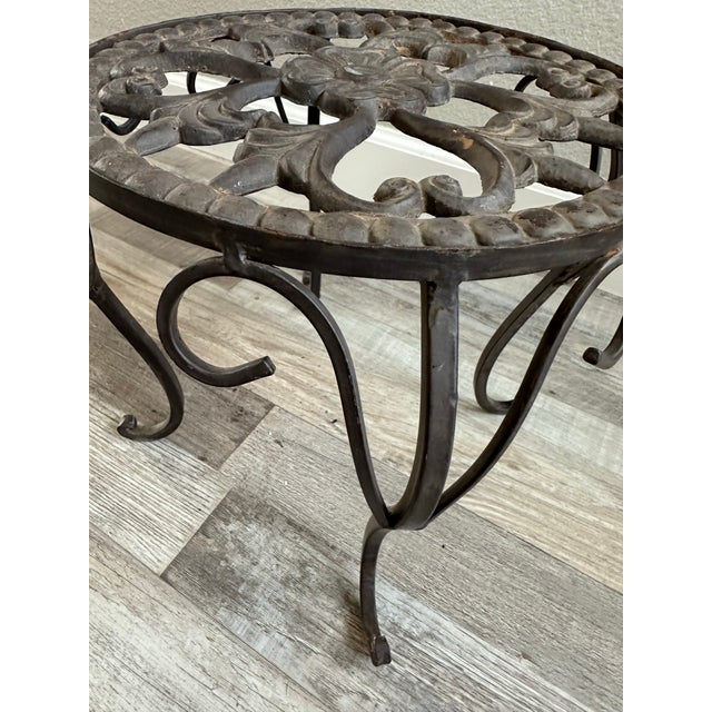 Small Cast Iron Floral Plant Stand For Sale In Dallas - Image 6 of 6
