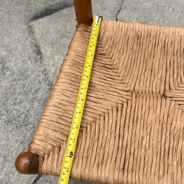 Collection of Vintage Farmhouse Wooden Ladderback Chairs With Custom Cushions For Sale - Image 4 of 10