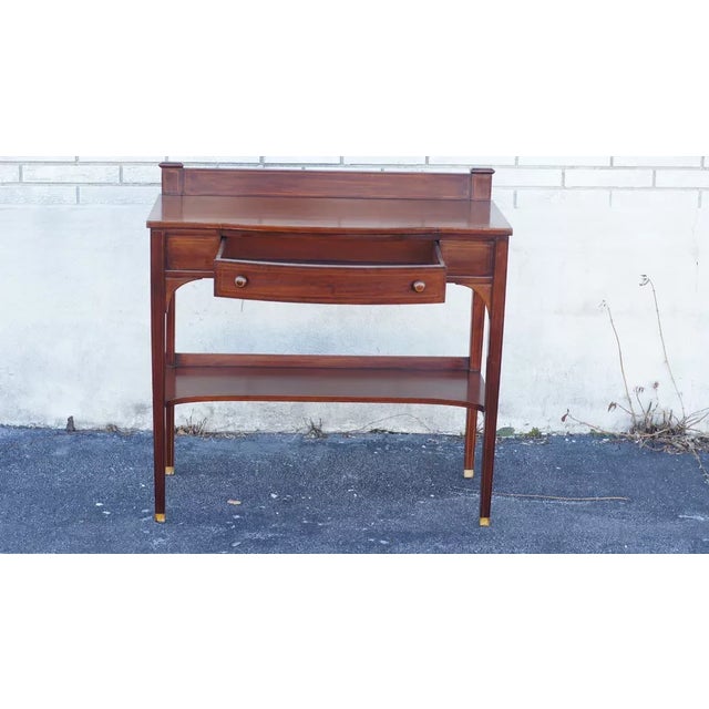 Traditional Mahogany Sheraton Server Sideboard Table Antique 20th Century Refinished For Sale - Image 3 of 11