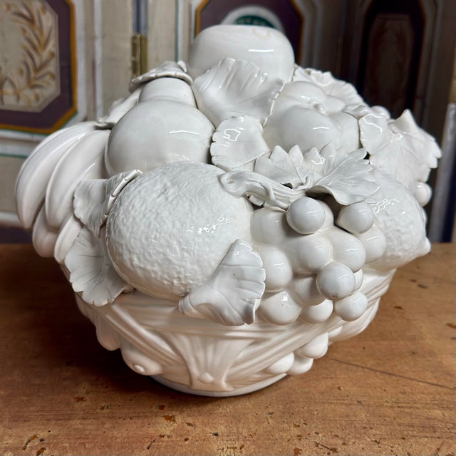1970s Italian Hollywood Regency Blanc De Chine Trompe L’Oeil Fruit Basket For Sale In Mobile - Image 6 of 12