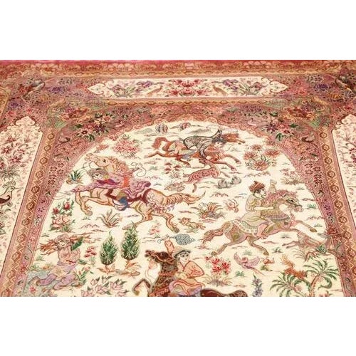 Hand-Knotted Ghom Rug in Fine Silk For Sale - Image 8 of 11