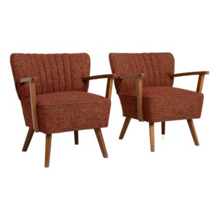 Pair Of Mid Century Modern Upholstered Armchairs For Sale