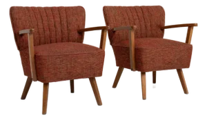 Pair Of Mid Century Modern Upholstered Armchairs